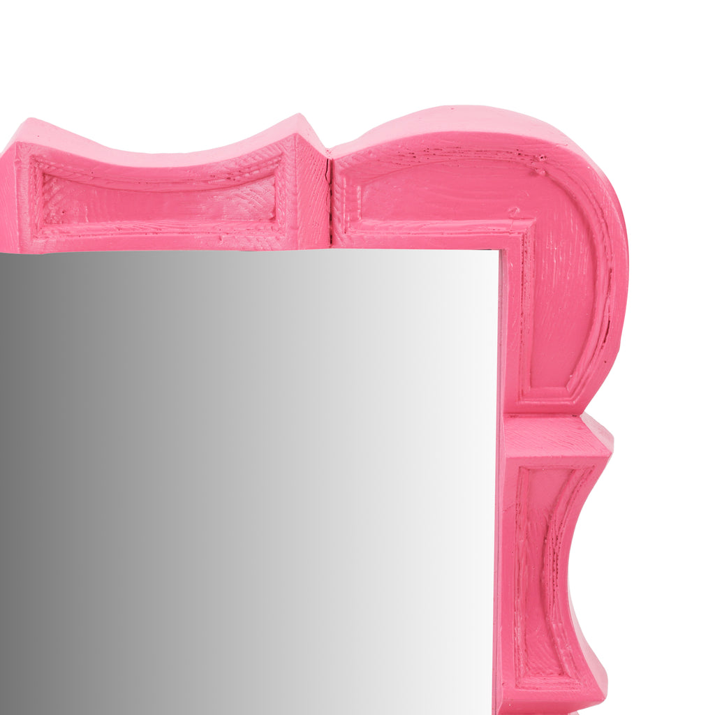 Pink Carved Frame Tall Wall Mirror
