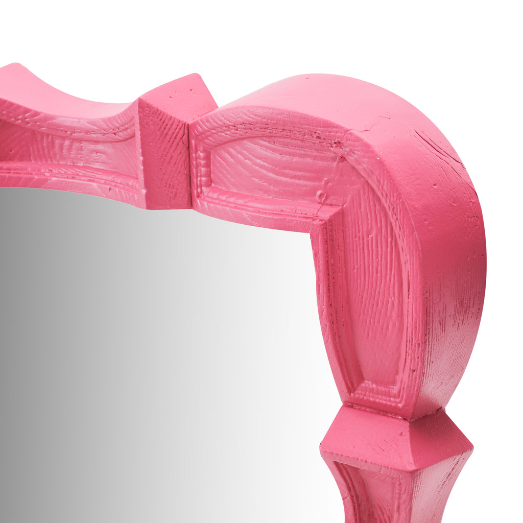 Pink Carved Frame Tall Wall Mirror