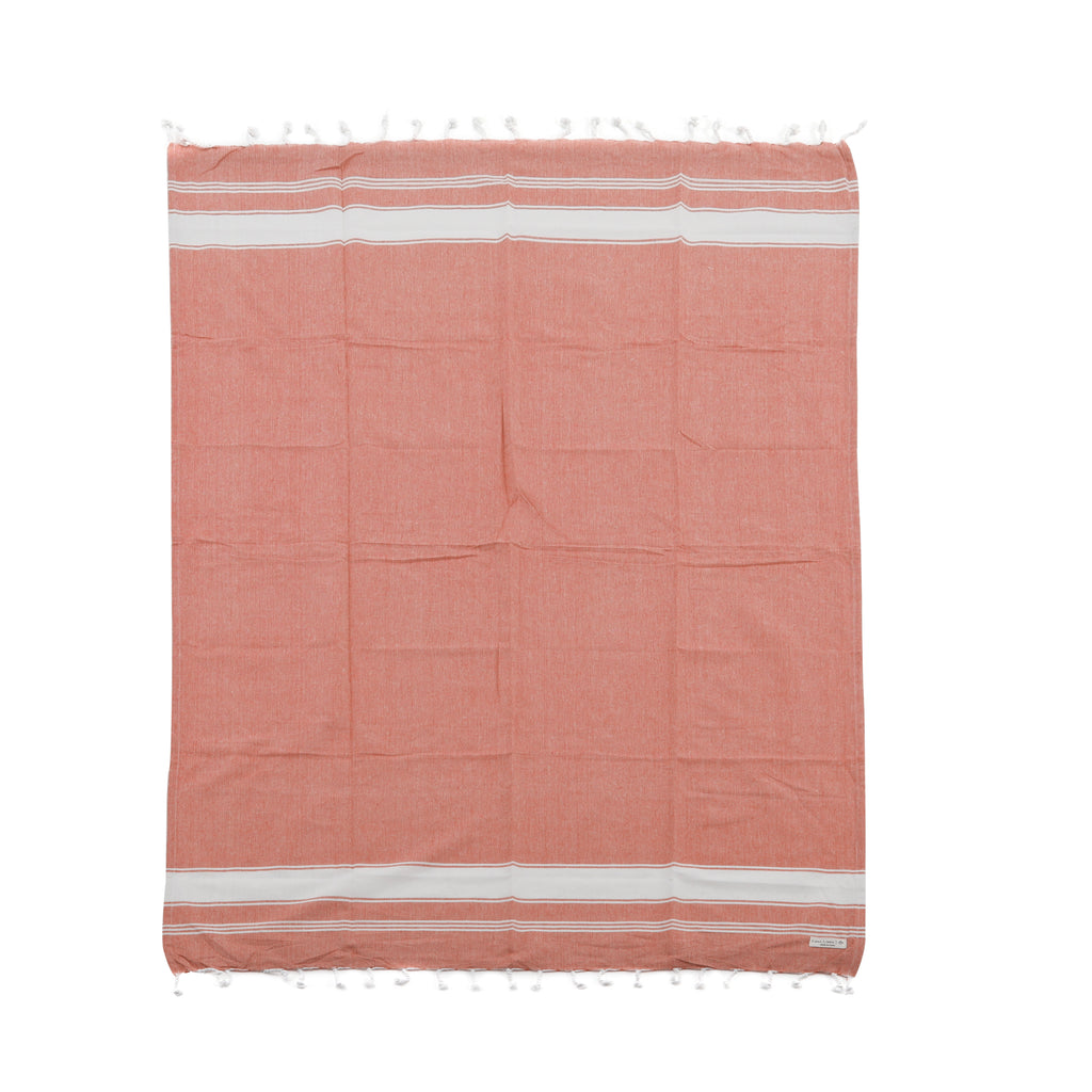 Orange & White Linen Turkish Towel