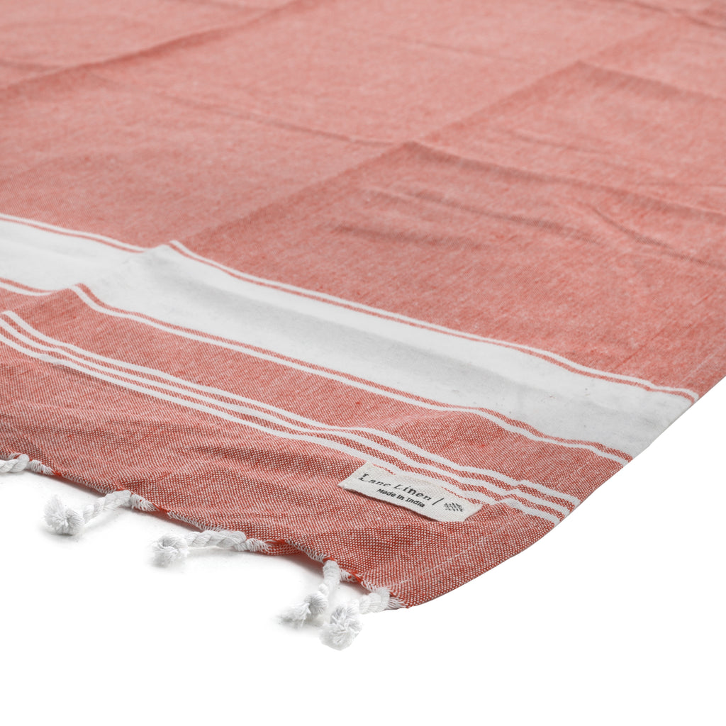 Orange & White Linen Turkish Towel