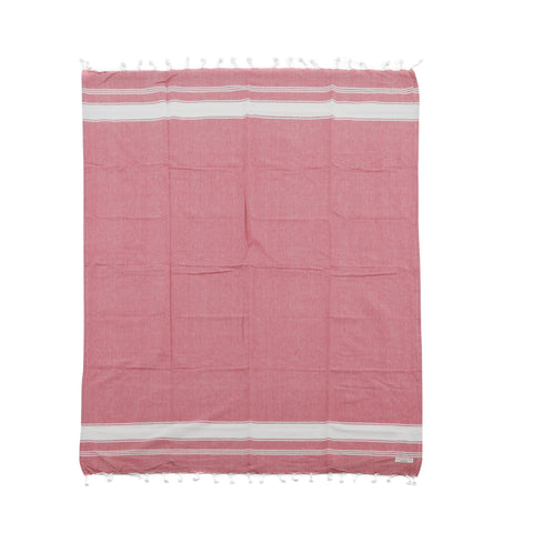 Red & White Linen Turkish Towel