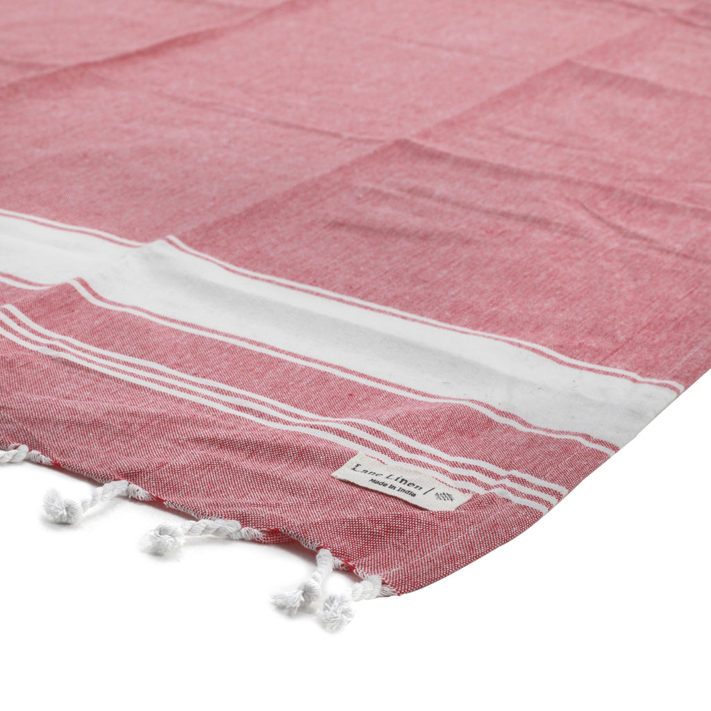 Red & White Linen Turkish Towel