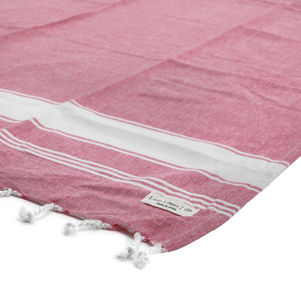 Pink & White Linen Turkish Towel