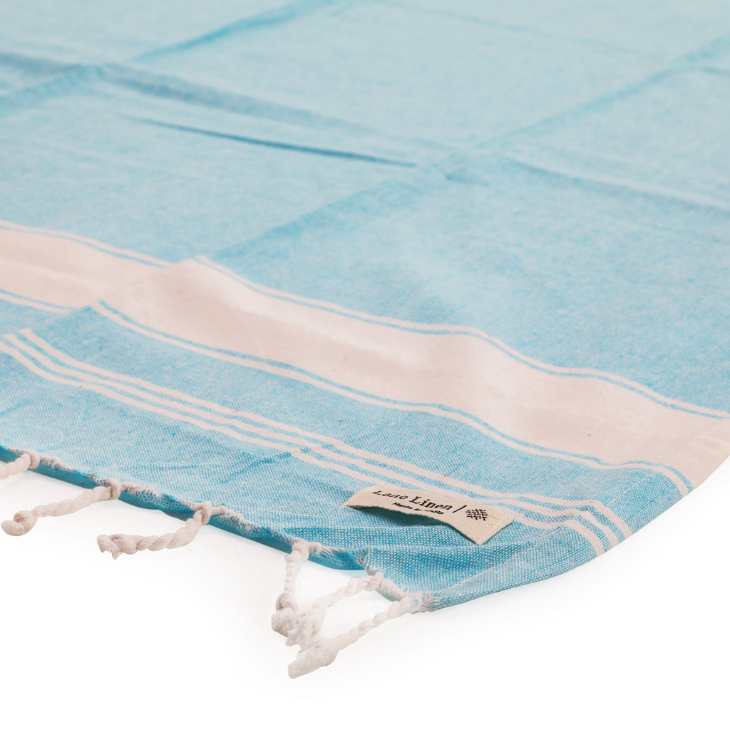 Blue & White Linen Turkish Towel