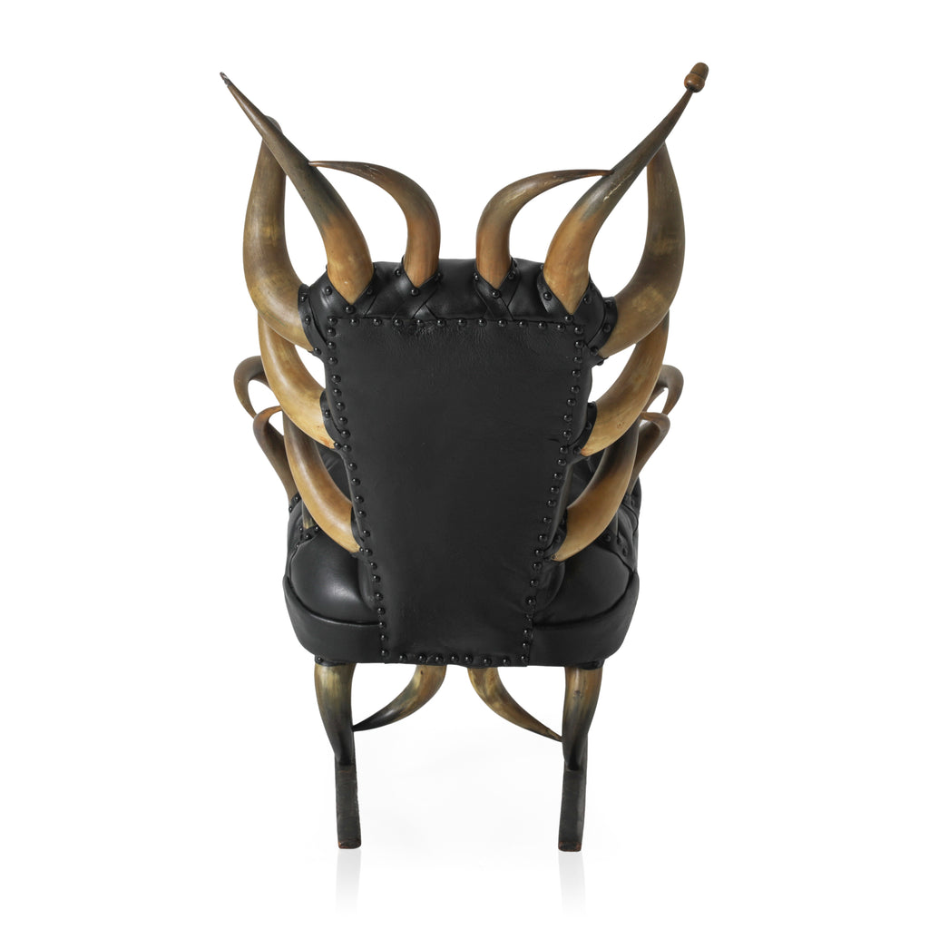 Black Leather Horns Rocking Chair