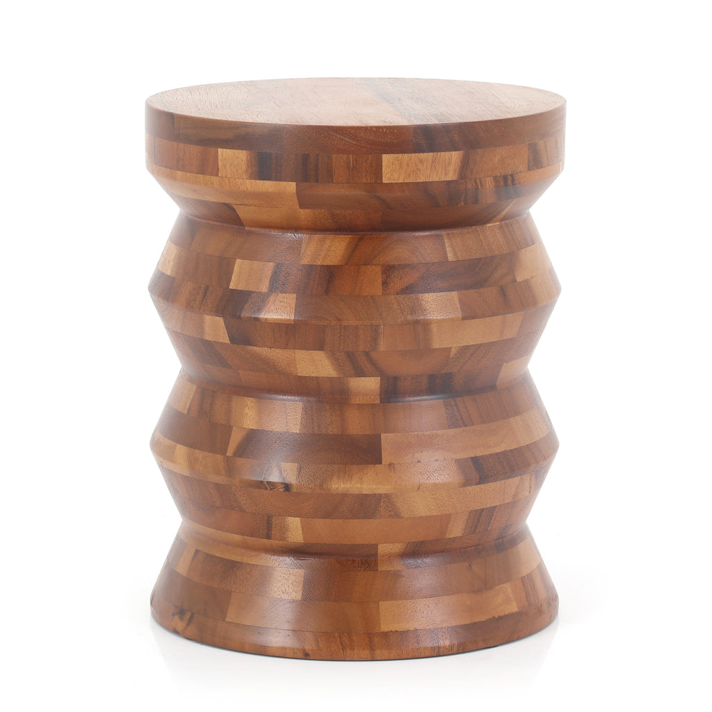 Zig Zag Drum Wood Pedestal / Side Table