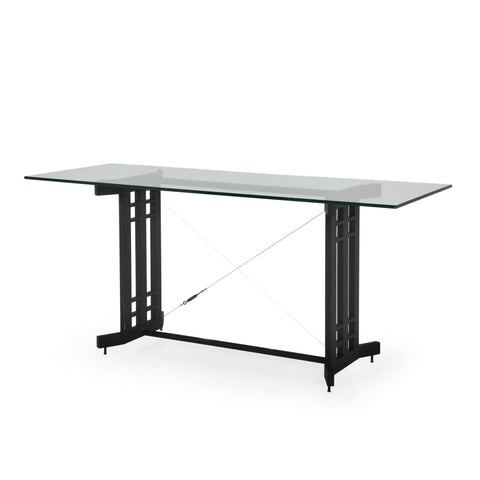 Black Metal and Glass Console X Table