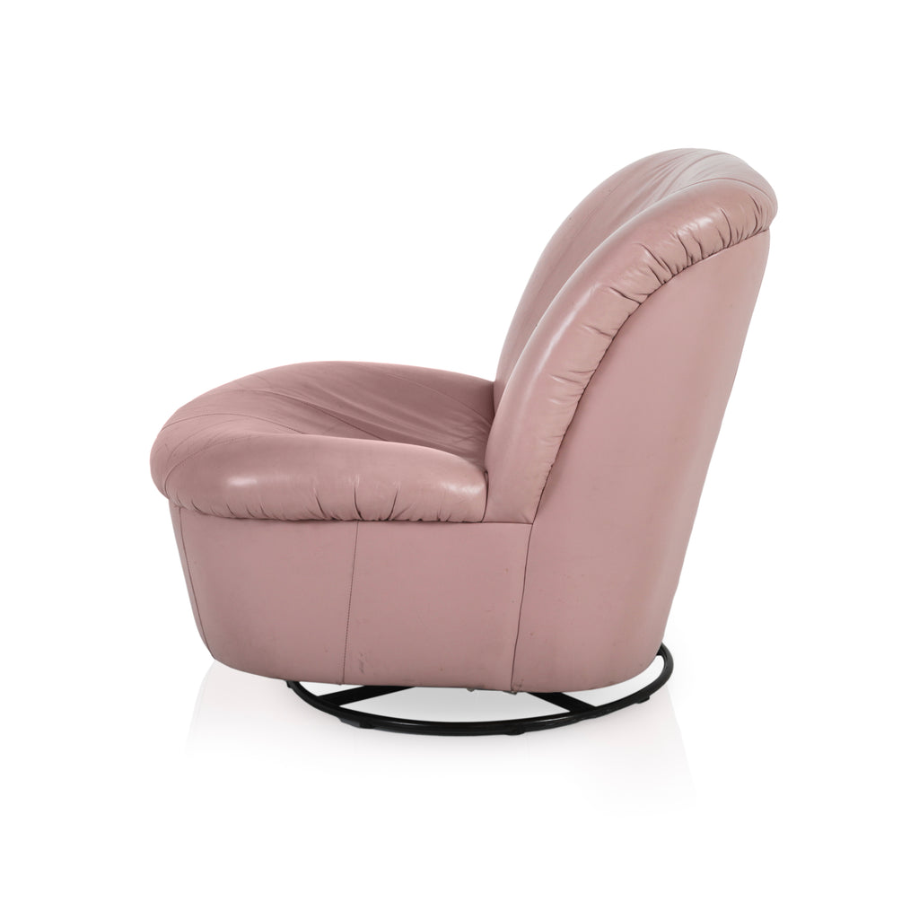 Dusty Pink Leather Lounge Chair