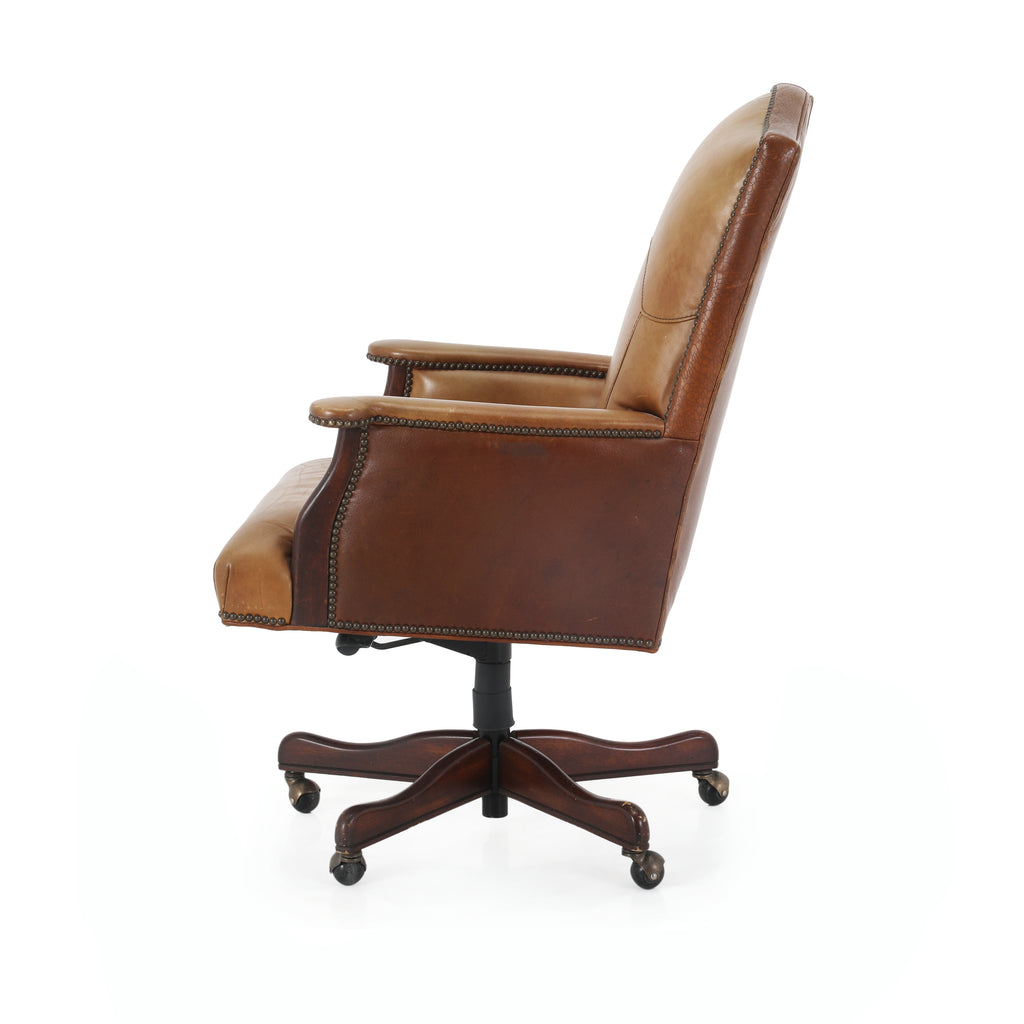 Brown Leather Studded Executive Chair