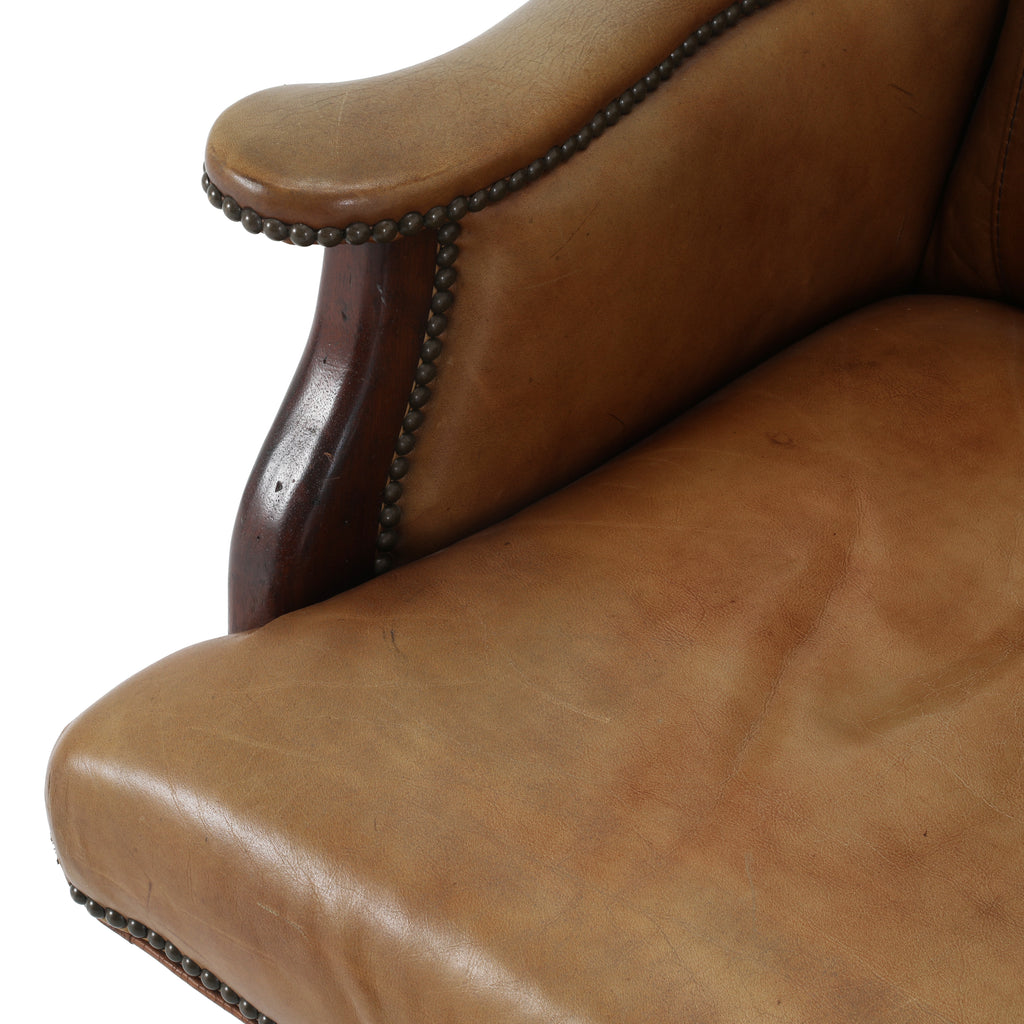 Brown Leather Studded Executive Chair