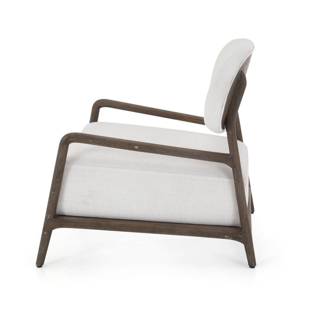 White Arm Chair w/ Dark Wood Frame