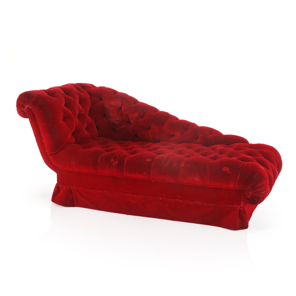 Red Velvet Tufted Chaise