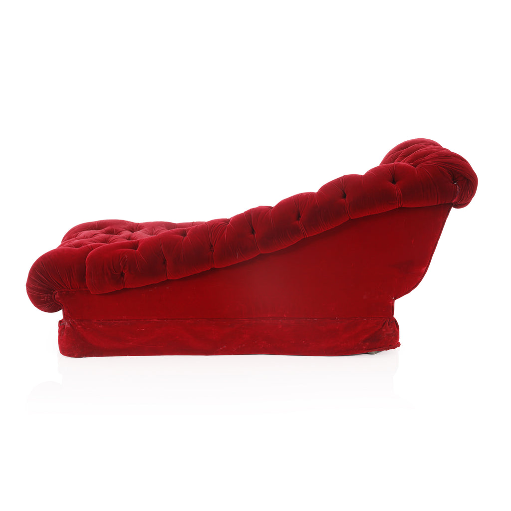 Red Velvet Tufted Chaise