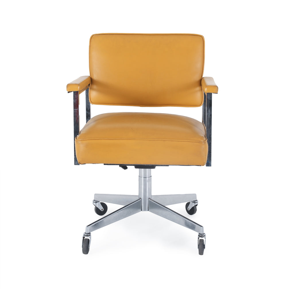 Vintage Yellow Leather Office Chair