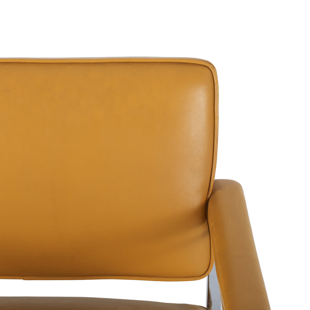 Vintage Yellow Leather Office Chair