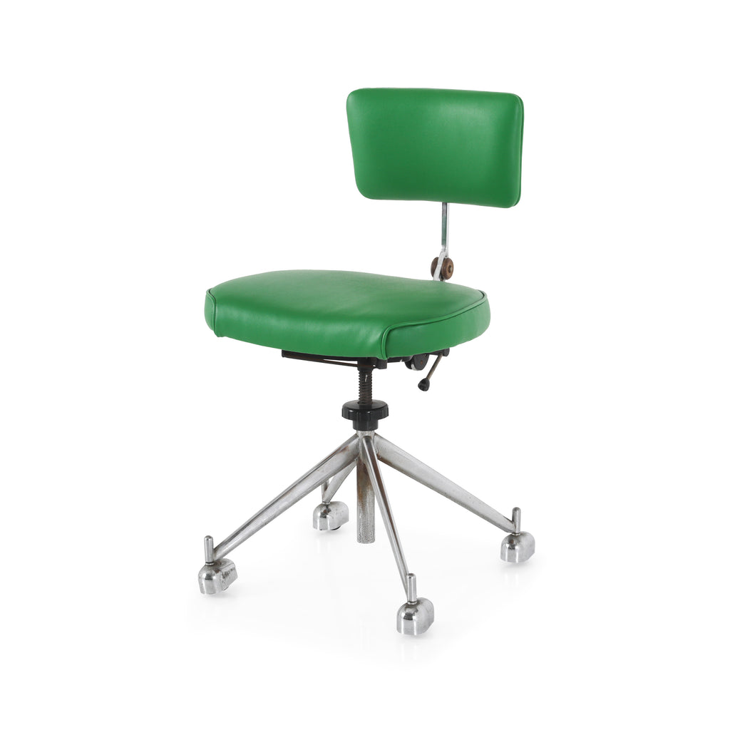Green Leather Rolling Office Chair
