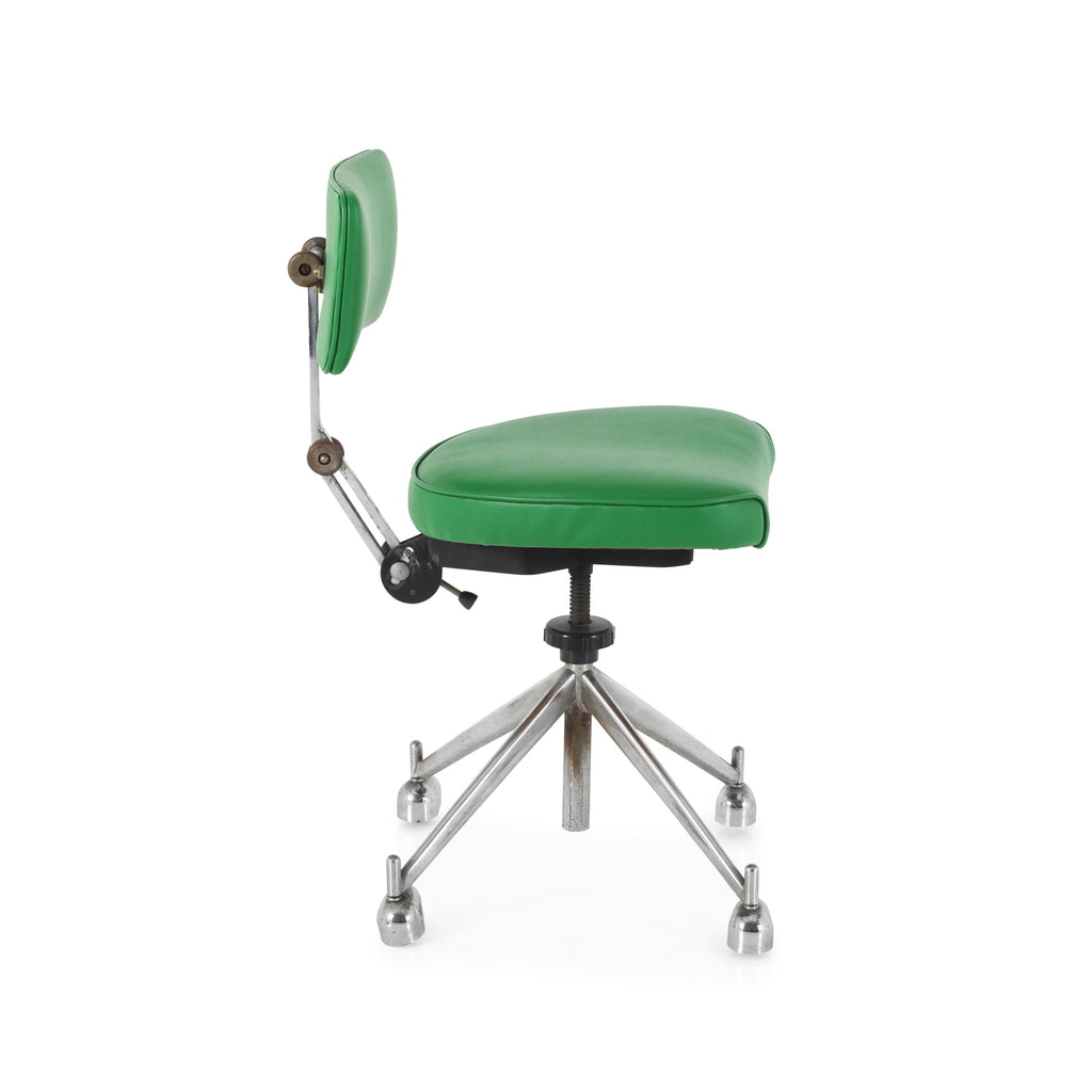 Green Leather Rolling Office Chair