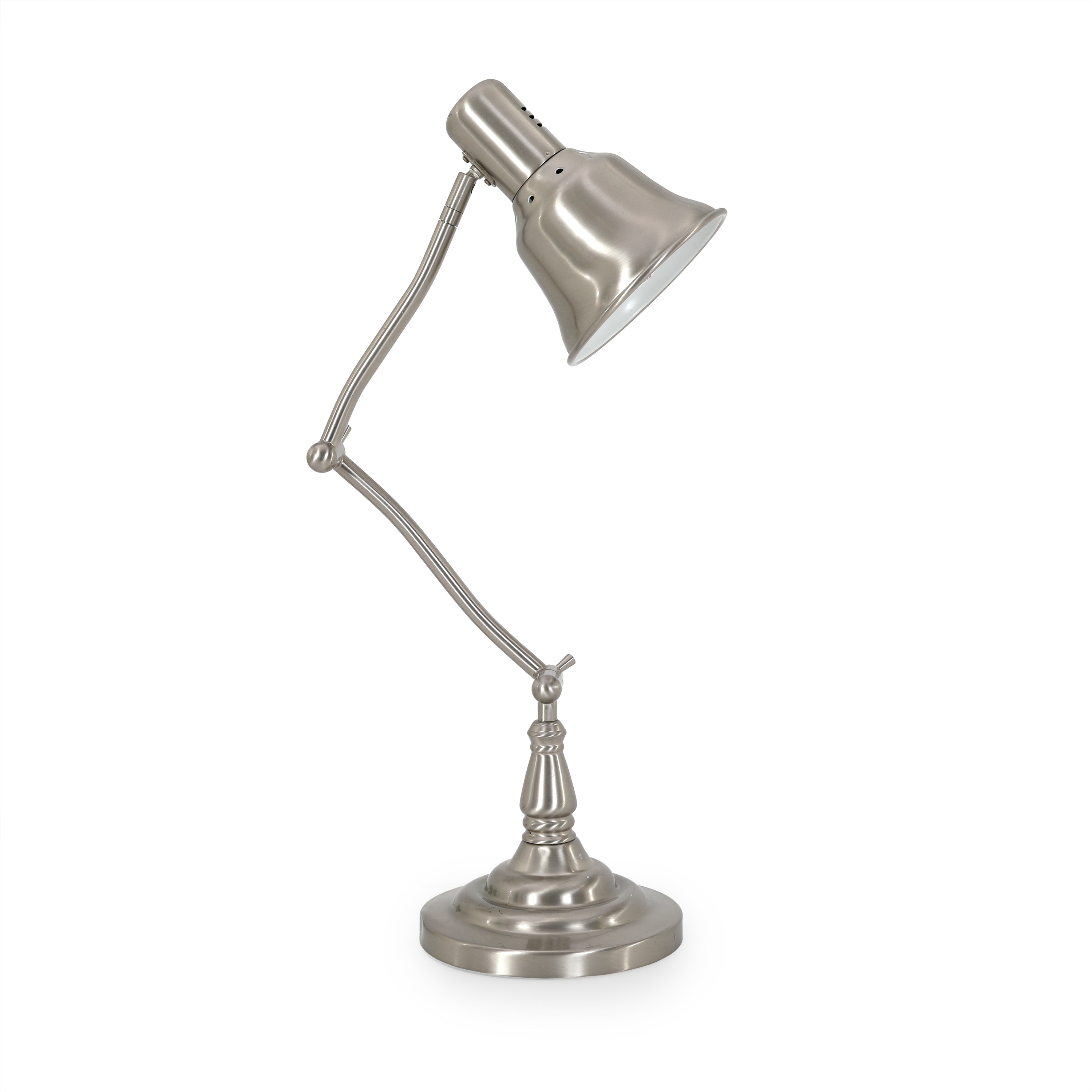 Adjustable Silver Desk Lamp with Bell Shade - Gil & Roy Props