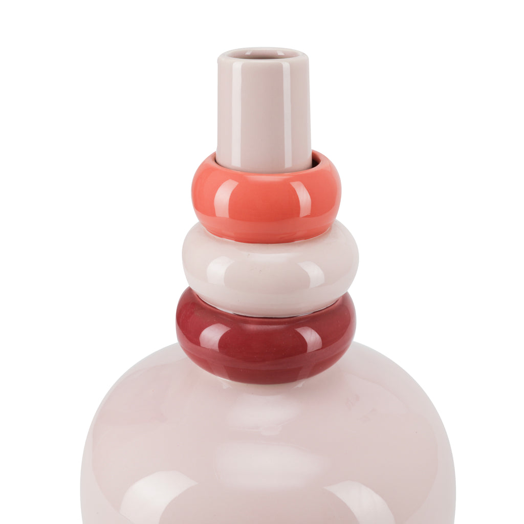 Tall Pink Rings Ceramic Vase (A+D)