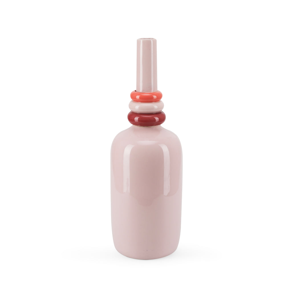 Tall Pink Rings Ceramic Vase (A+D)
