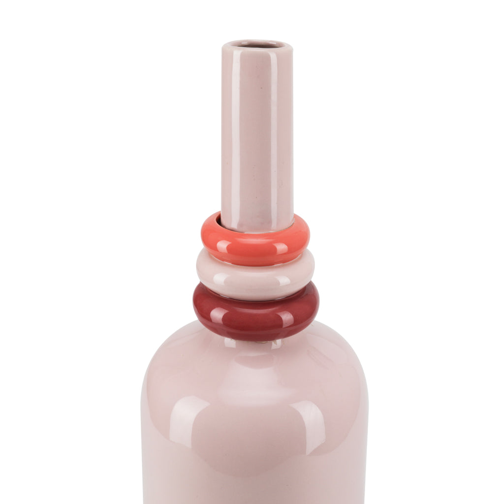 Tall Pink Rings Ceramic Vase (A+D)