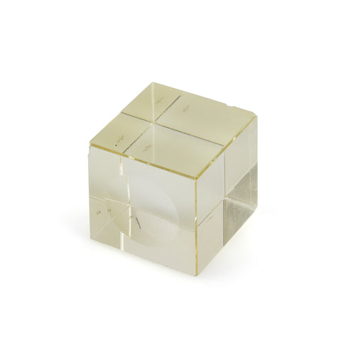 Miniature Amber Glass Cube Paperweight (A+D)