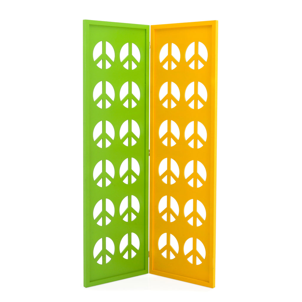Peace Sign Screen Divider - Green / Yellow