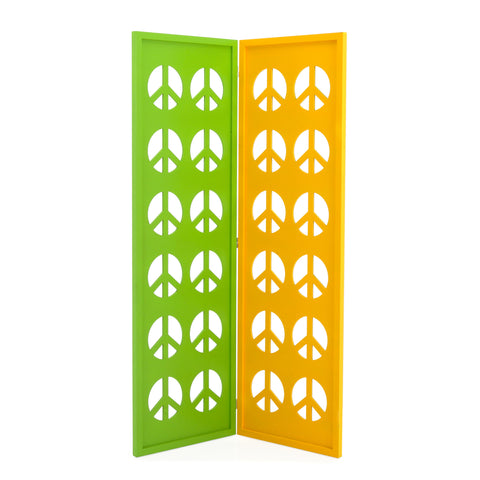 Peace Sign Screen Divider - Green / Yellow