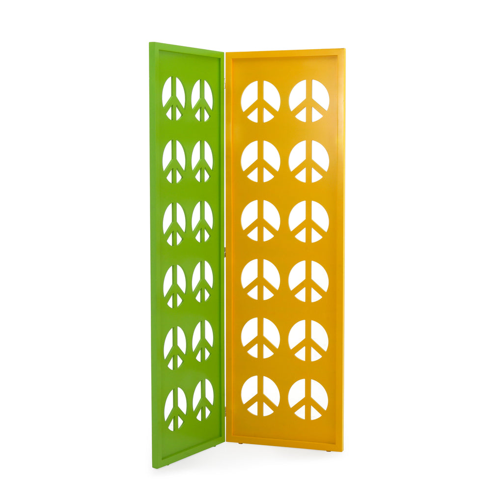 Peace Sign Screen Divider - Green / Yellow