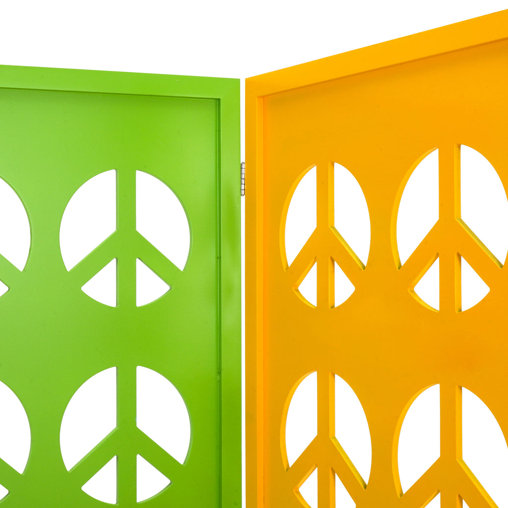Peace Sign Screen Divider - Green / Yellow