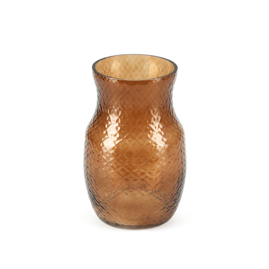Brown / Amber Patterned Glass Vase