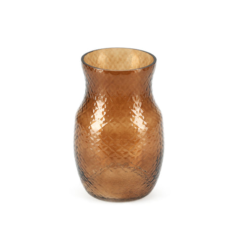 Brown / Amber Patterned Glass Vase