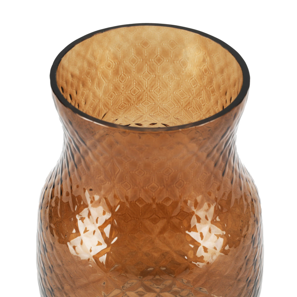 Brown / Amber Patterned Glass Vase