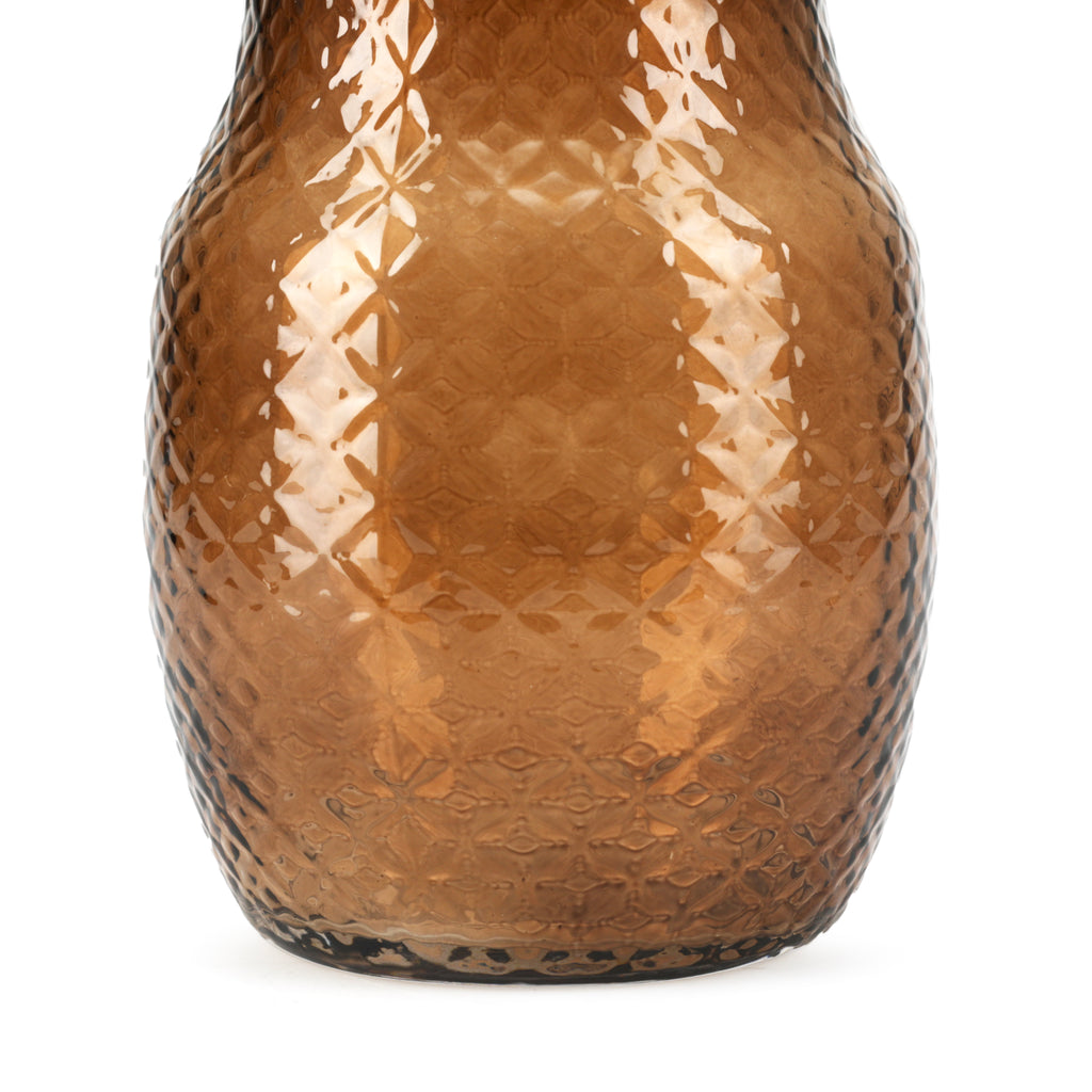 Brown / Amber Patterned Glass Vase