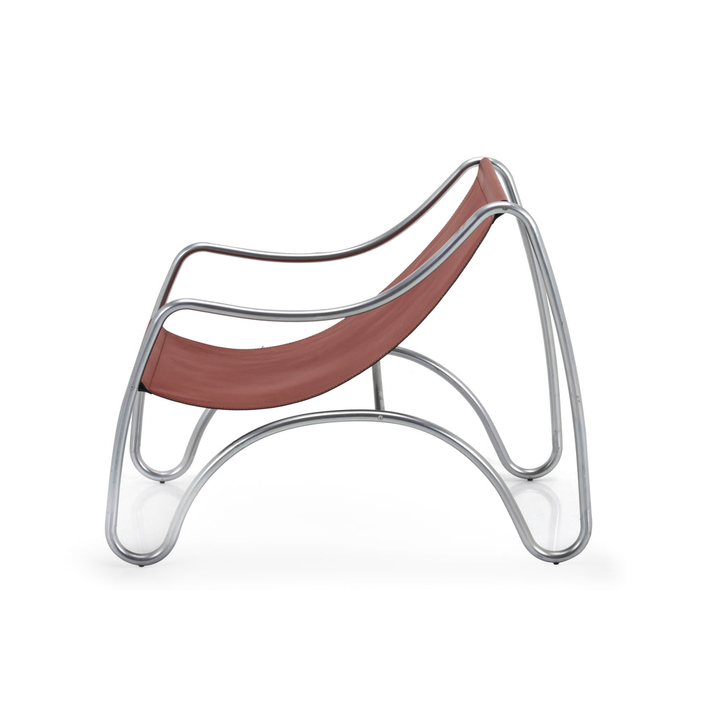 Brown Leather Sling Chair