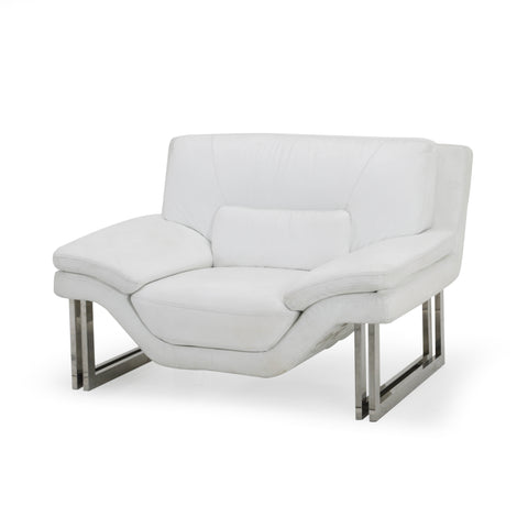 White Leather & Chrome Armchair