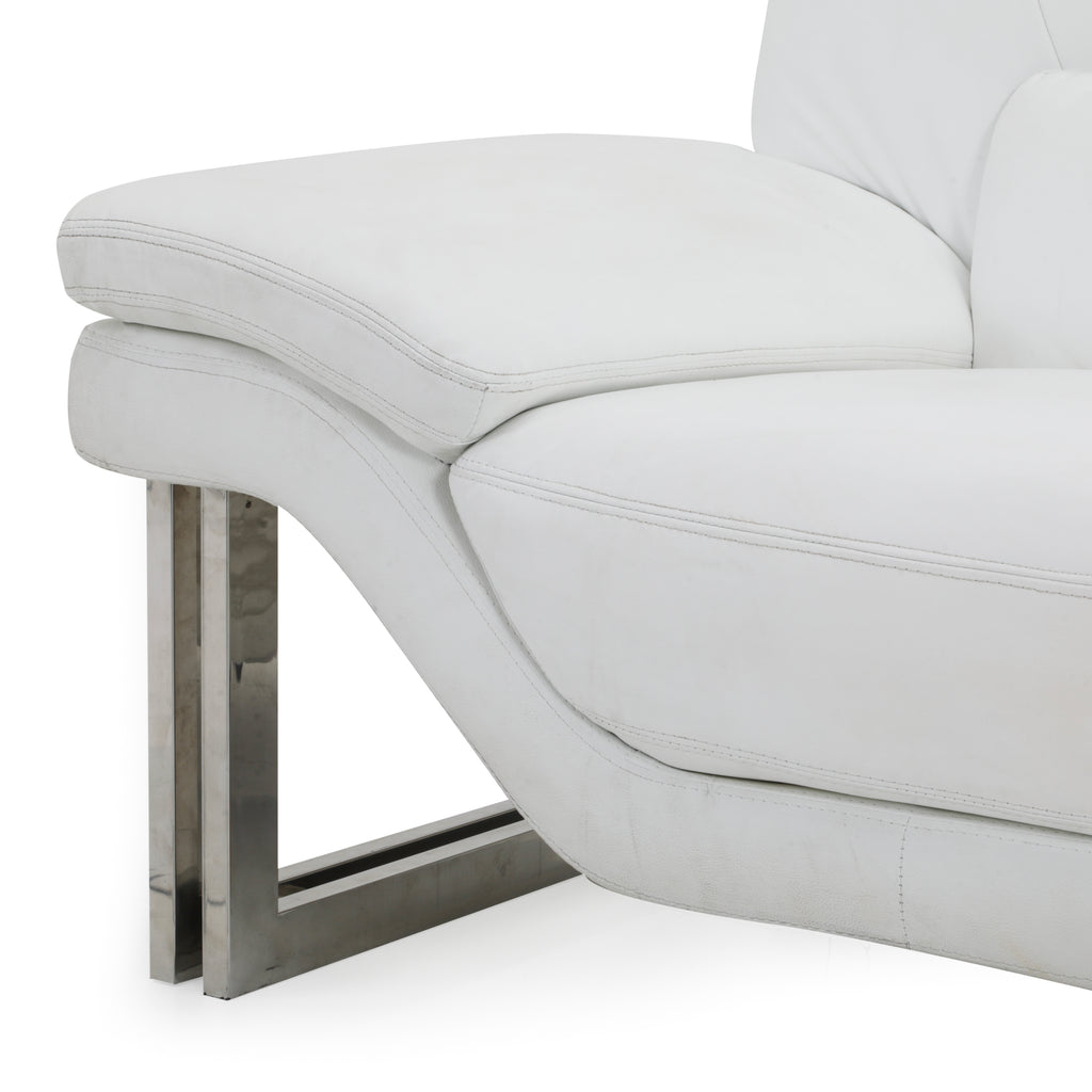White Leather & Chrome Armchair