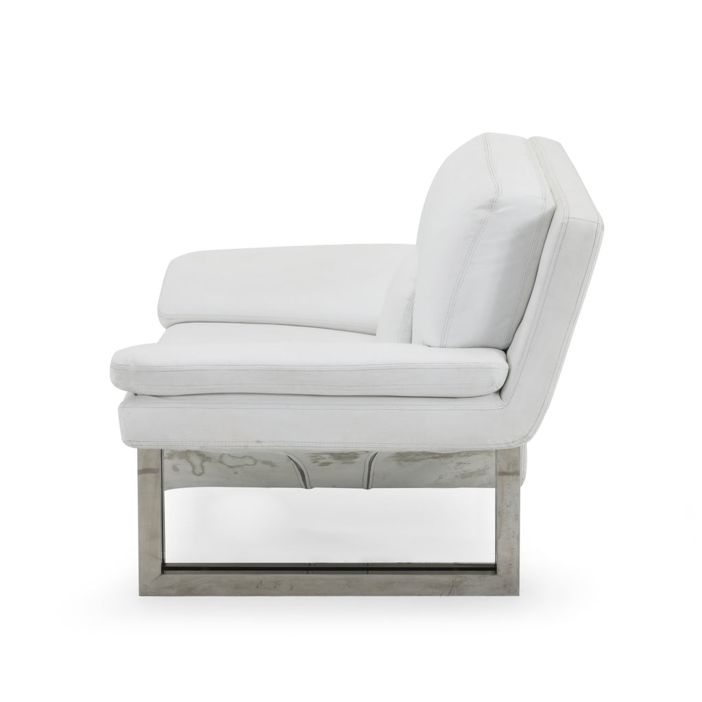 White Leather & Chrome Armchair
