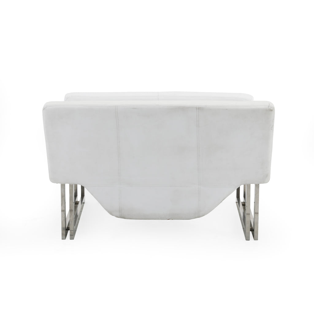 White Leather & Chrome Armchair