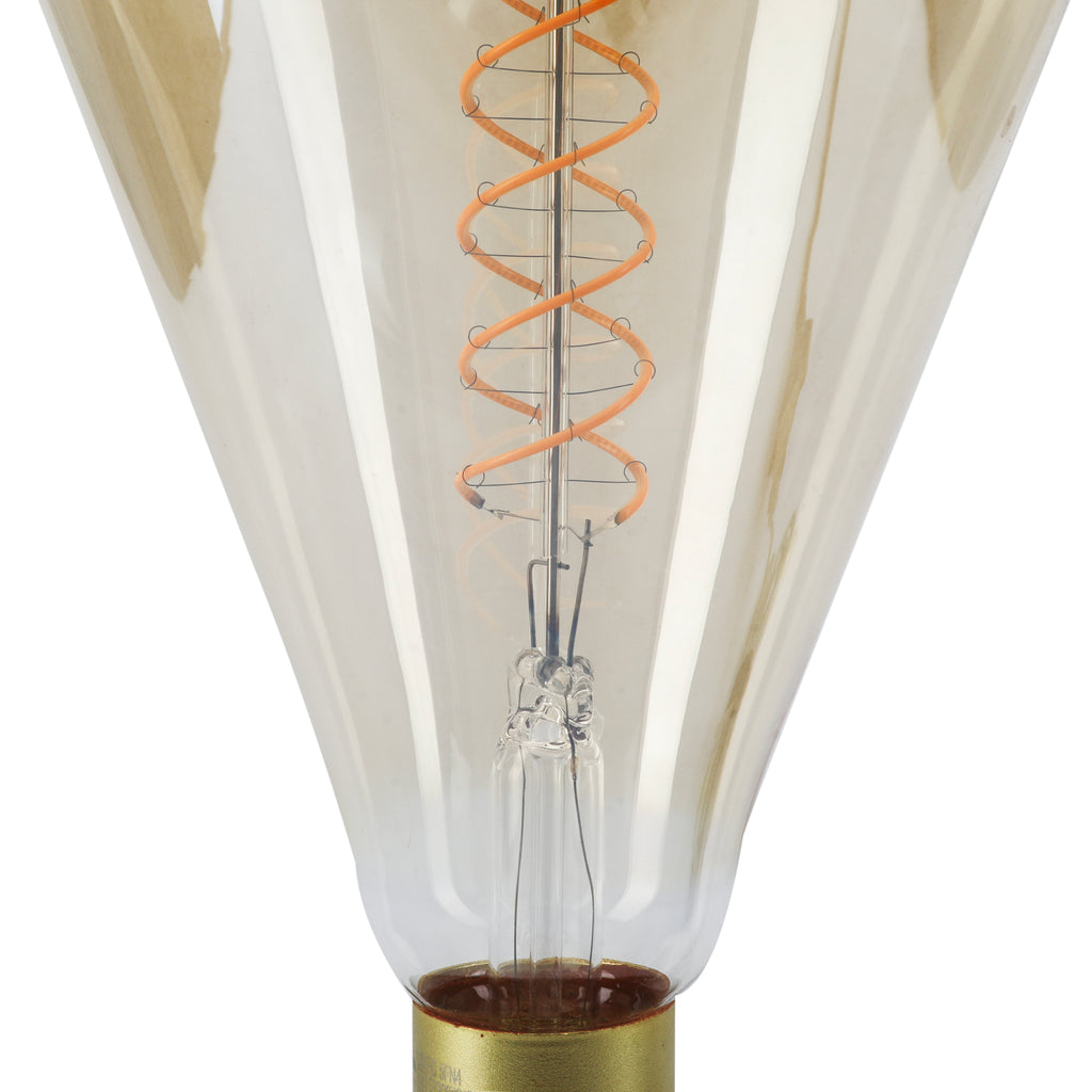 Large Coiled Bulb Table Lamp with Wood Base