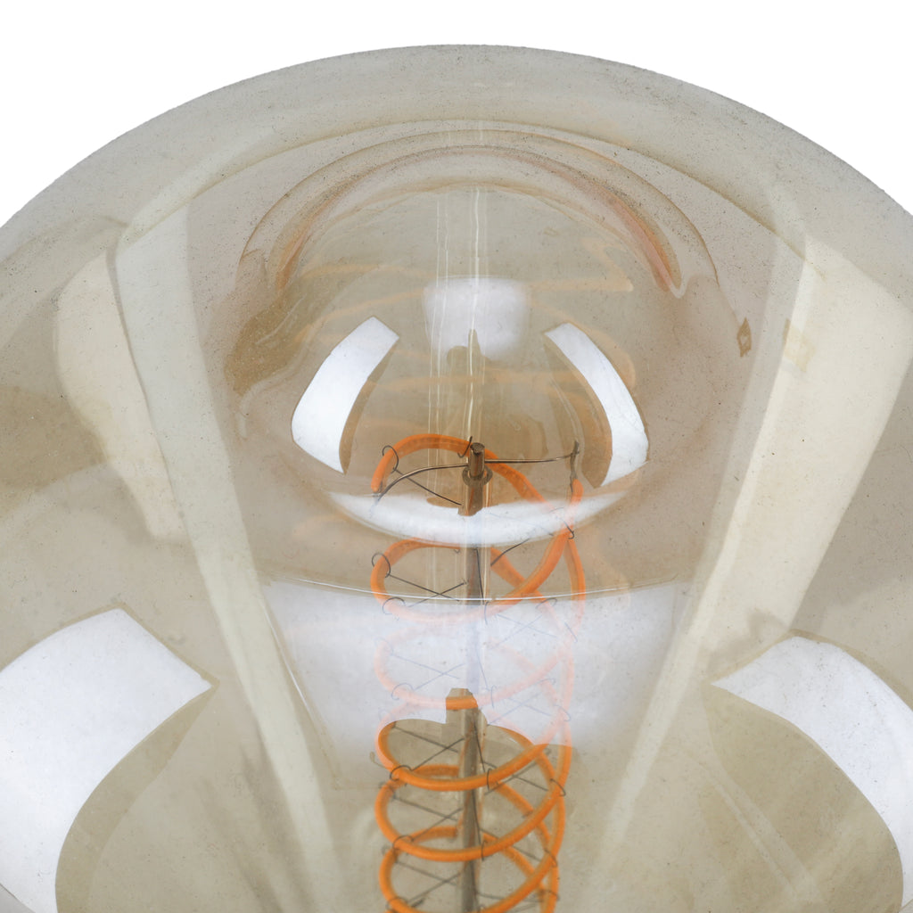 Large Coiled Bulb Table Lamp with Wood Base