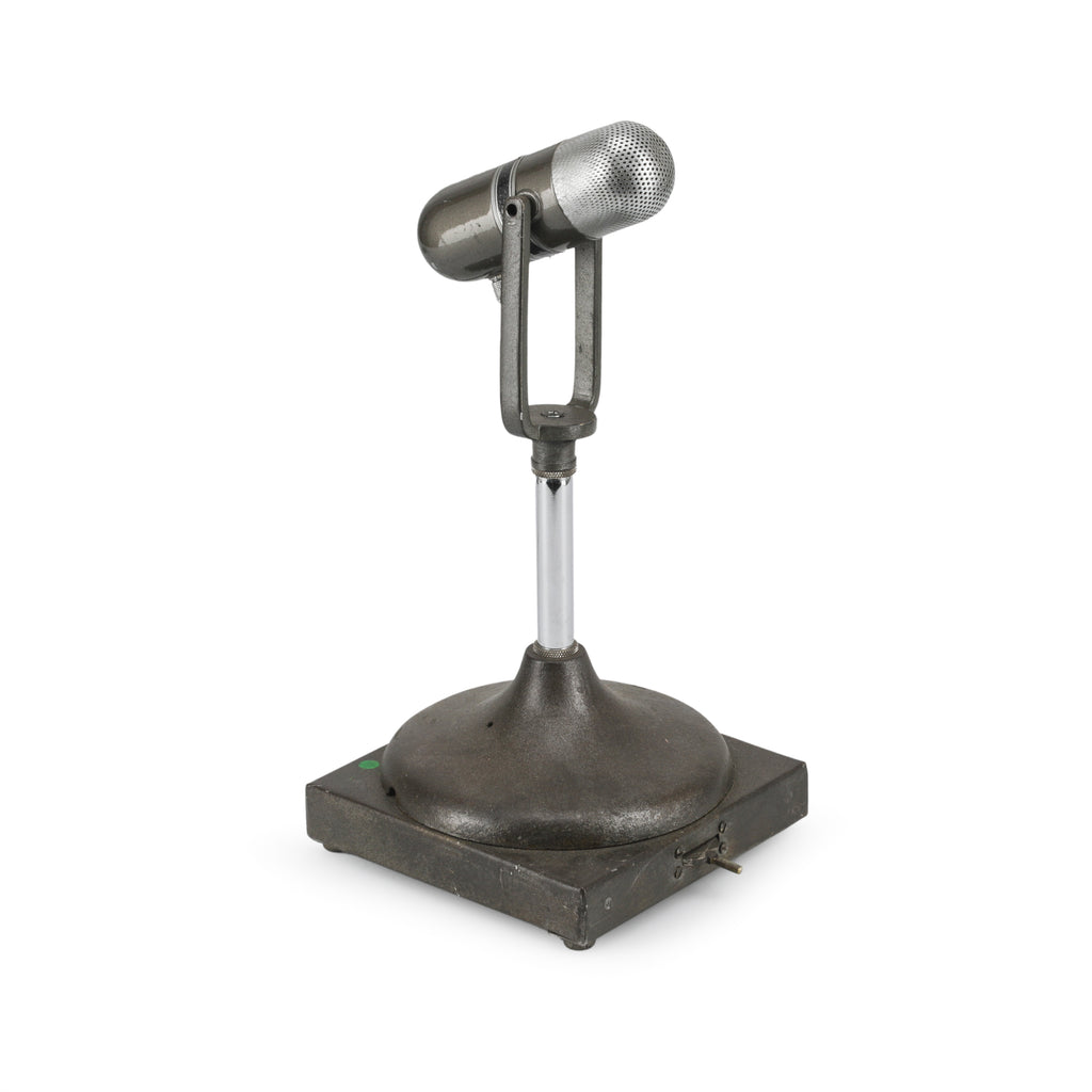 Vintage Gunmetal Microphone on Square Base
