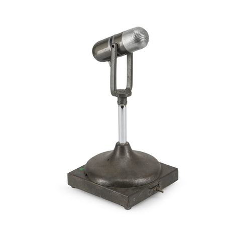 Vintage Gunmetal Microphone on Square Base