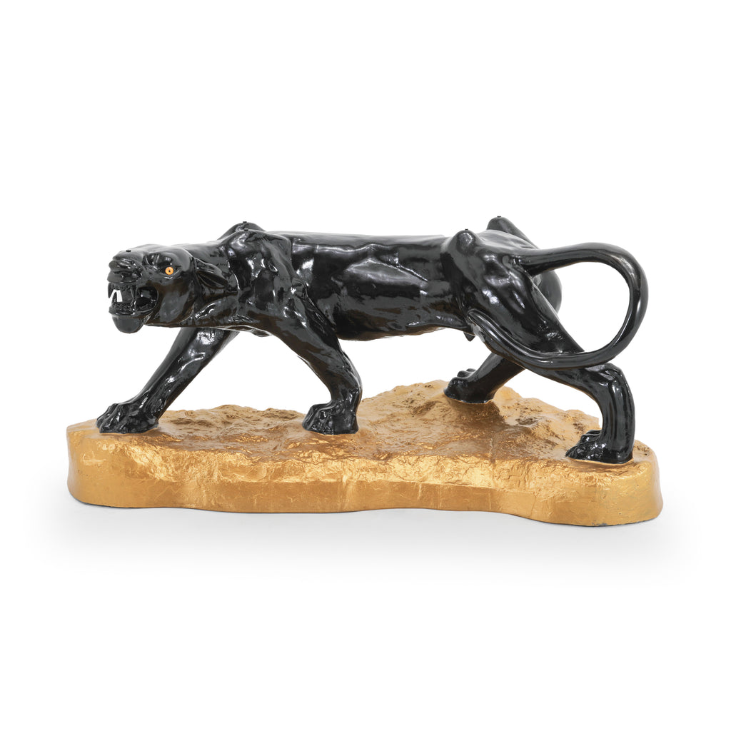 Large Black Panther Sculpture w/ Gold Base