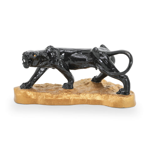 Large Black Panther Sculpture w/ Gold Base