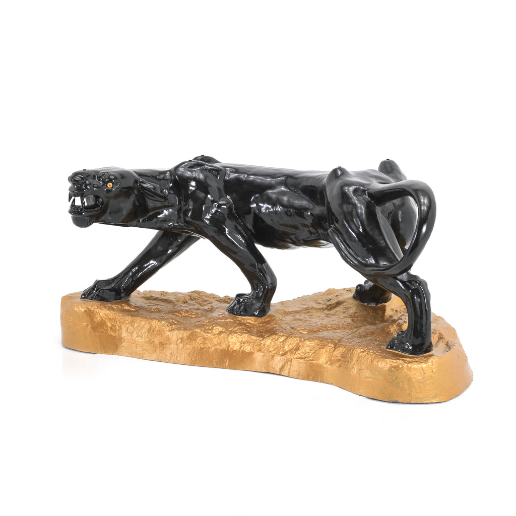 Large Black Panther Sculpture w/ Gold Base