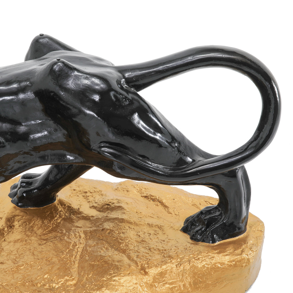 Large Black Panther Sculpture w/ Gold Base