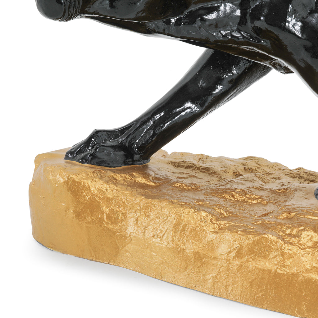 Large Black Panther Sculpture w/ Gold Base