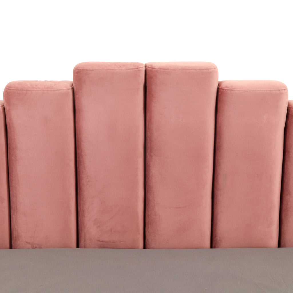 Pink Velvet Queen Bed