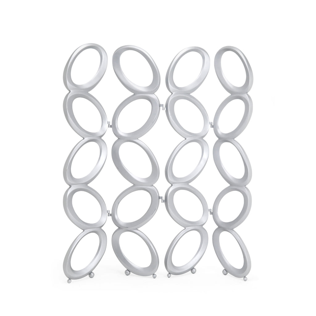 Silver Circular Folding Room Divider